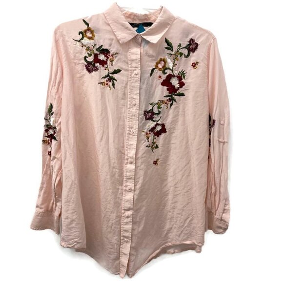 Zara Tops - Zara Premium Pale Pink Silk Floral Blouse